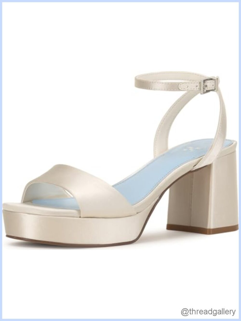 Platform Sandals with Block Heel, Ankle Strap, Leather Upper
